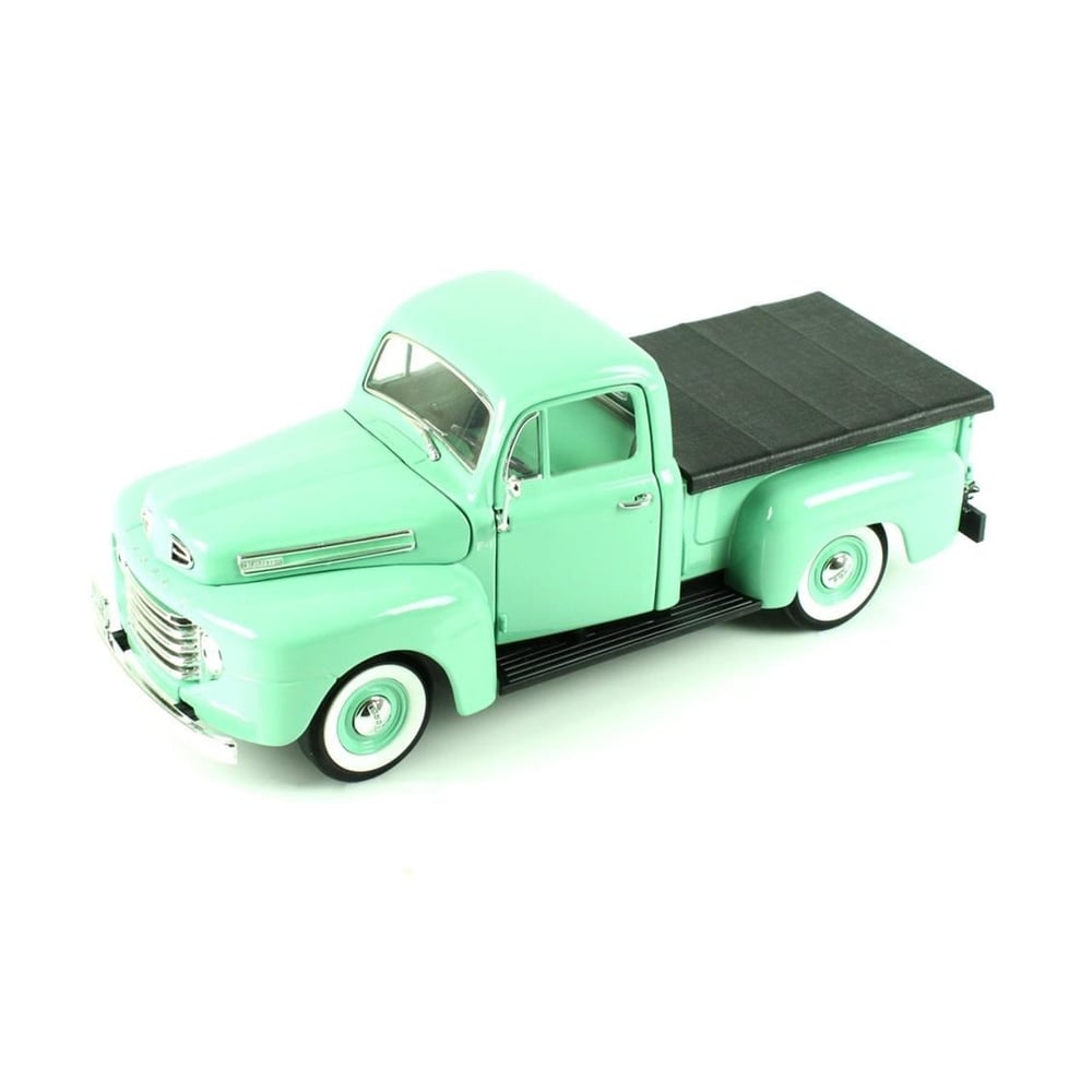Road Signature 92218 1/18 Ölçek, 1948 Ford F-1 Pickup With Flatbed Cov, Green, Sergilemeye Hazır Metal Araba Modeli