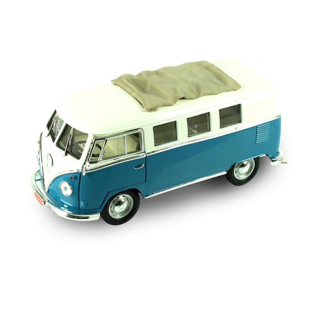 Road Signature 92327 1/18 Ölçek, 1962 Volkwagen Microbus Sunroof, Blue, Sergilemeye Hazır Metal Araba Modeli
