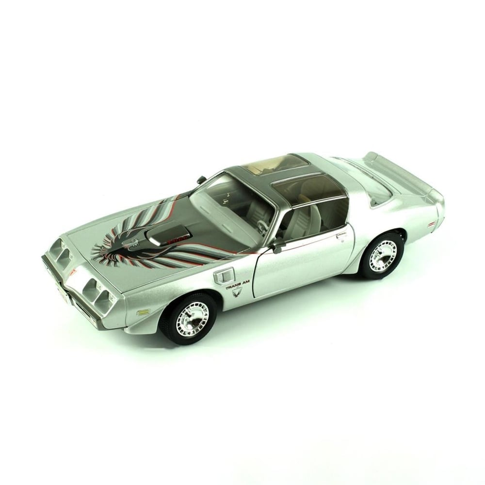 Road Signature 92378 1/18 Ölçek, 1979 Pontiac Firebird Transam, Silver, Sergilemeye Hazır Metal Araba Modeli