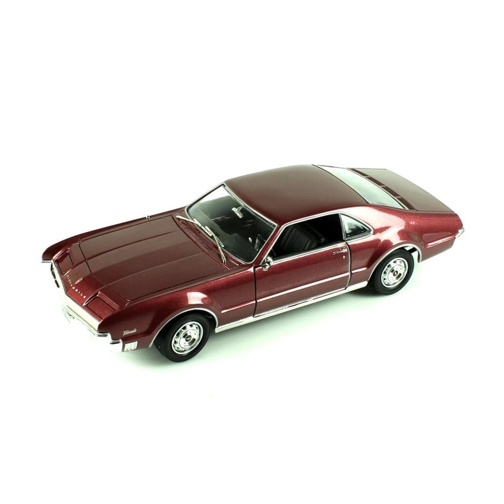 Road Signature 92718 1/18 Ölçek, 1966 Oldsmobile Toronado, Burgundy, Sergilemeye Hazır Metal Araba Modeli