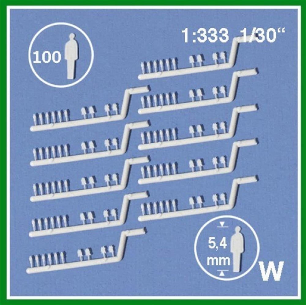 Schulcz 22101 1/333 Ölçek, Sıluet Insan Fıgürleri-Beyaz-100 Adet