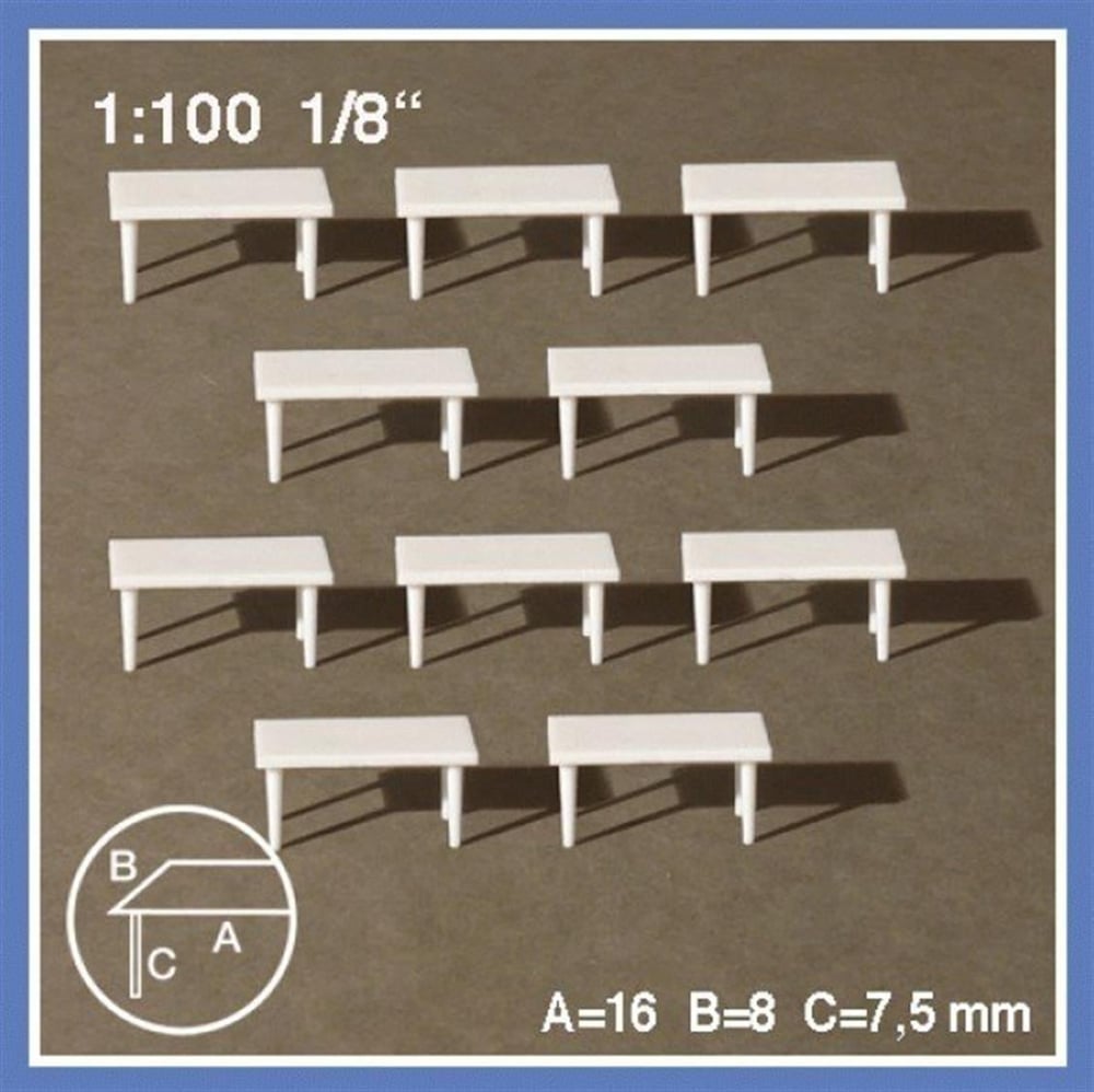 Schulcz 5460202 1/100 Ölçek, 10 Tabels-White-8 X 16 Mm