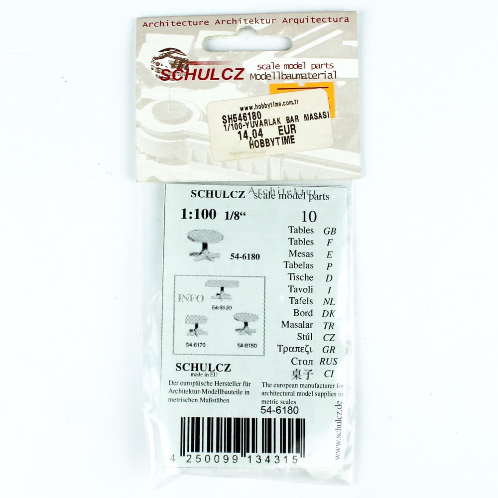 Schulcz 546180 1/100 Ölçek, -Yuvarlak Bar Masası-Yıldız Ayak-Beyaz