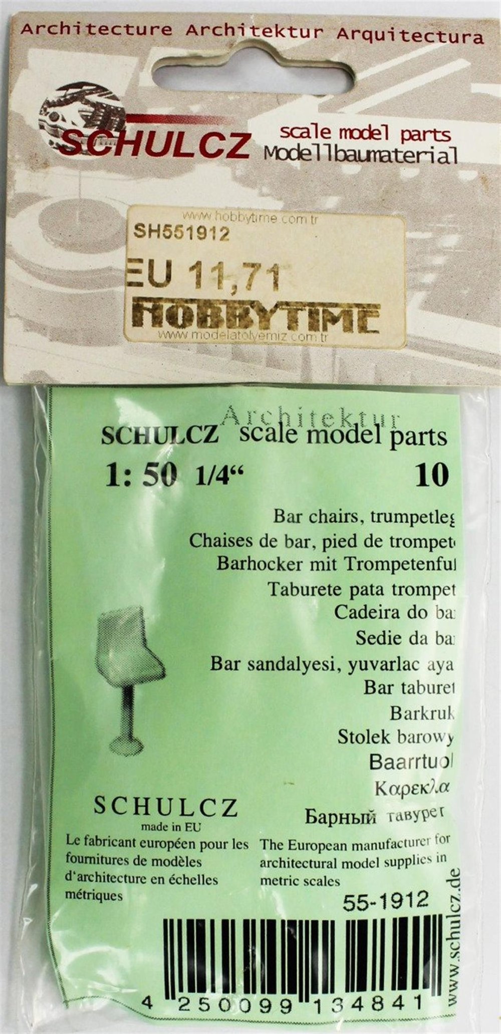 Schulcz 551912 1/50 Ölçek, Bar Sandalyesi-Arkalıklı-Yuvarlak Ayak