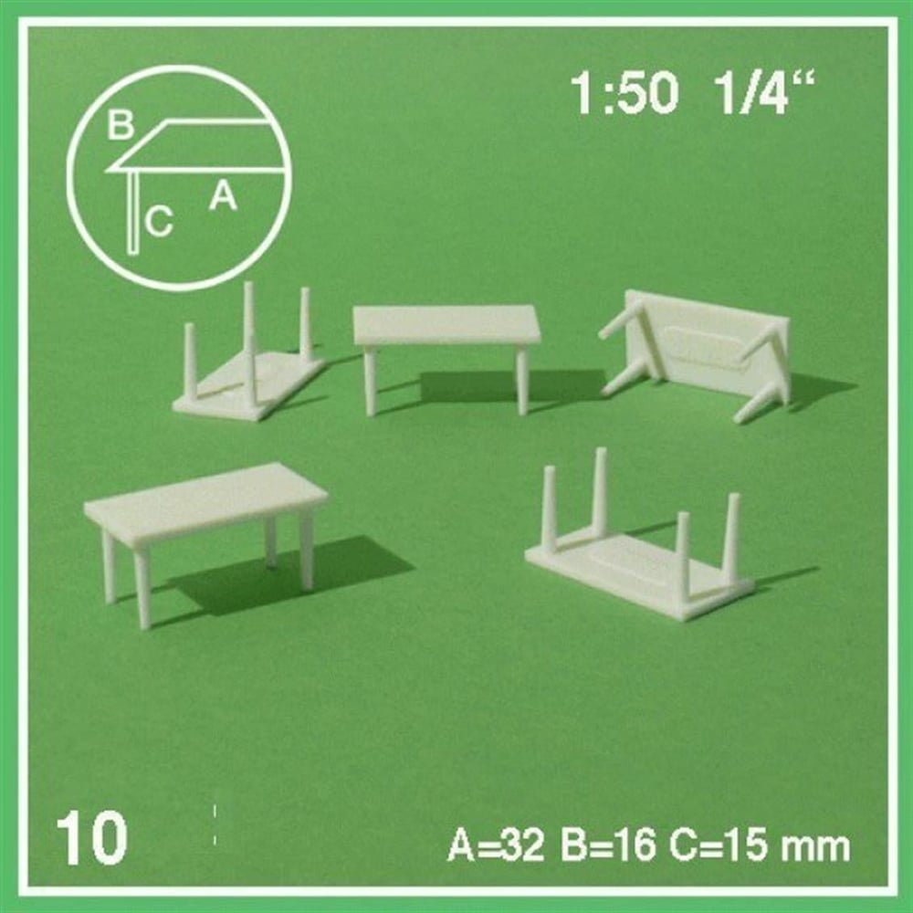 Schulcz 5560202 1/50 Ölçek, Dikdörtgen Masa -32X16X15 Mm-Beyaz -5