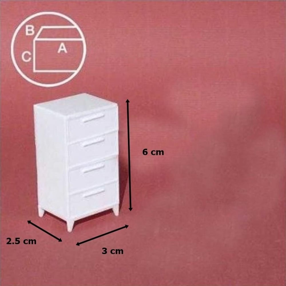 Schulcz 573240 1/25 Ölçek, Komodin -4 Çekmeceli -Beyaz