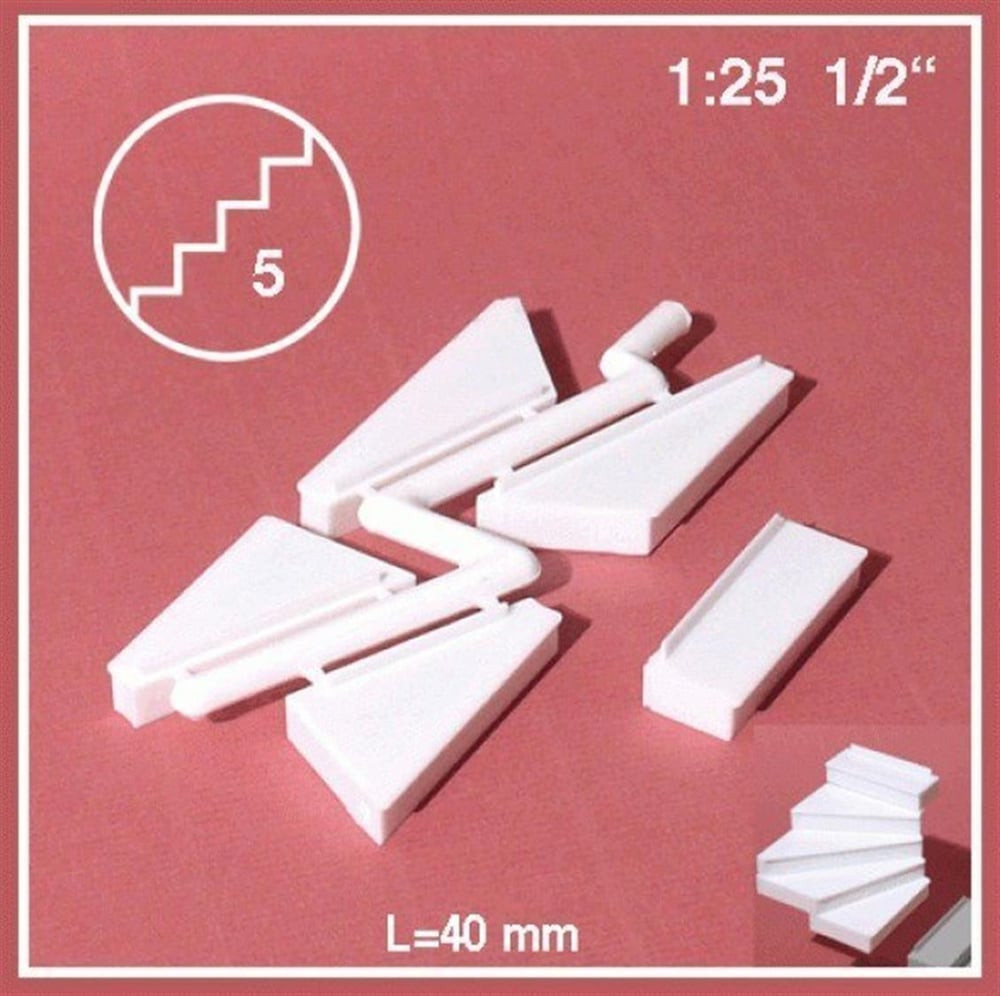 Schulcz 873121 1/25 Ölçek, 90° Sağa Dönen Merdiven -Beyaz-40 Mm-5