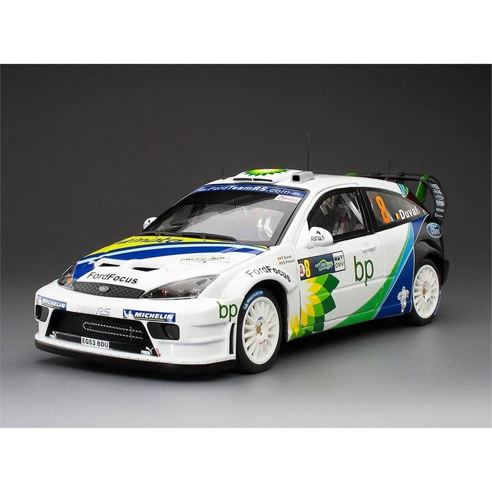 Sunstar 3881 1/18 Ölçek, Ford Focus RS WRC '04-#8 F.Duval/S.Prévot - 2nd Rally Deutschland 2004, Sergilemeye Hazır Metal Araba