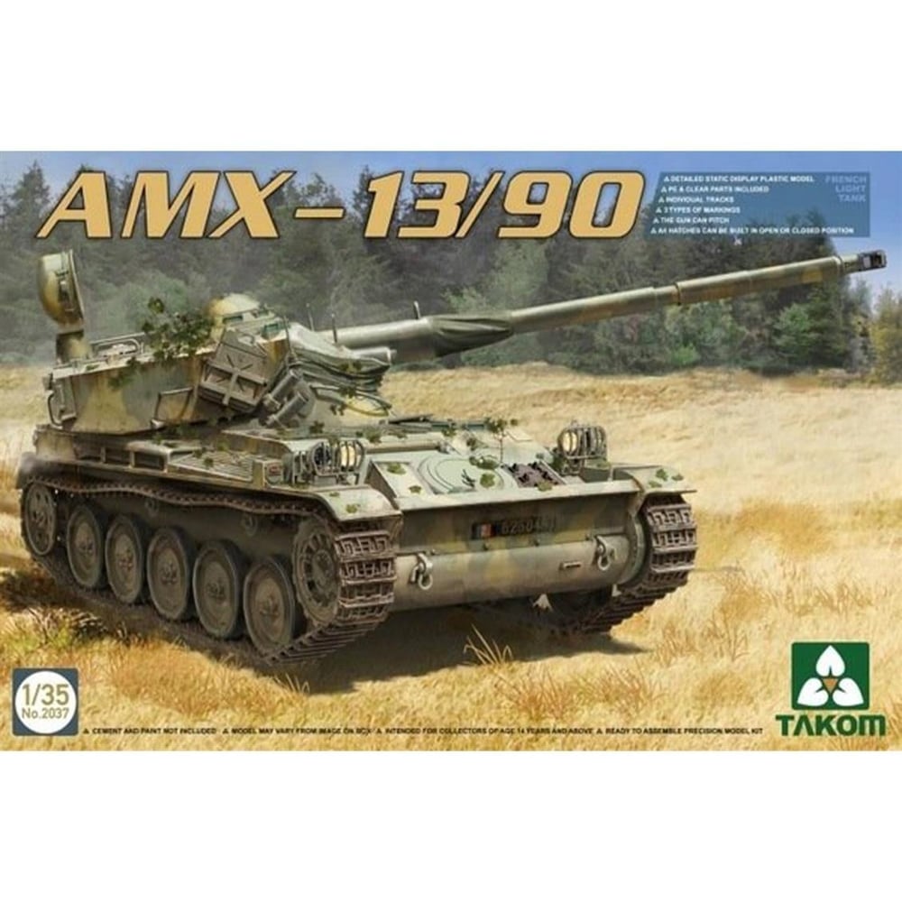 Takom 2037 1/35 Ölçek, Fransız Hafif Tankı, AMX-13/90, Plastik Model kiti