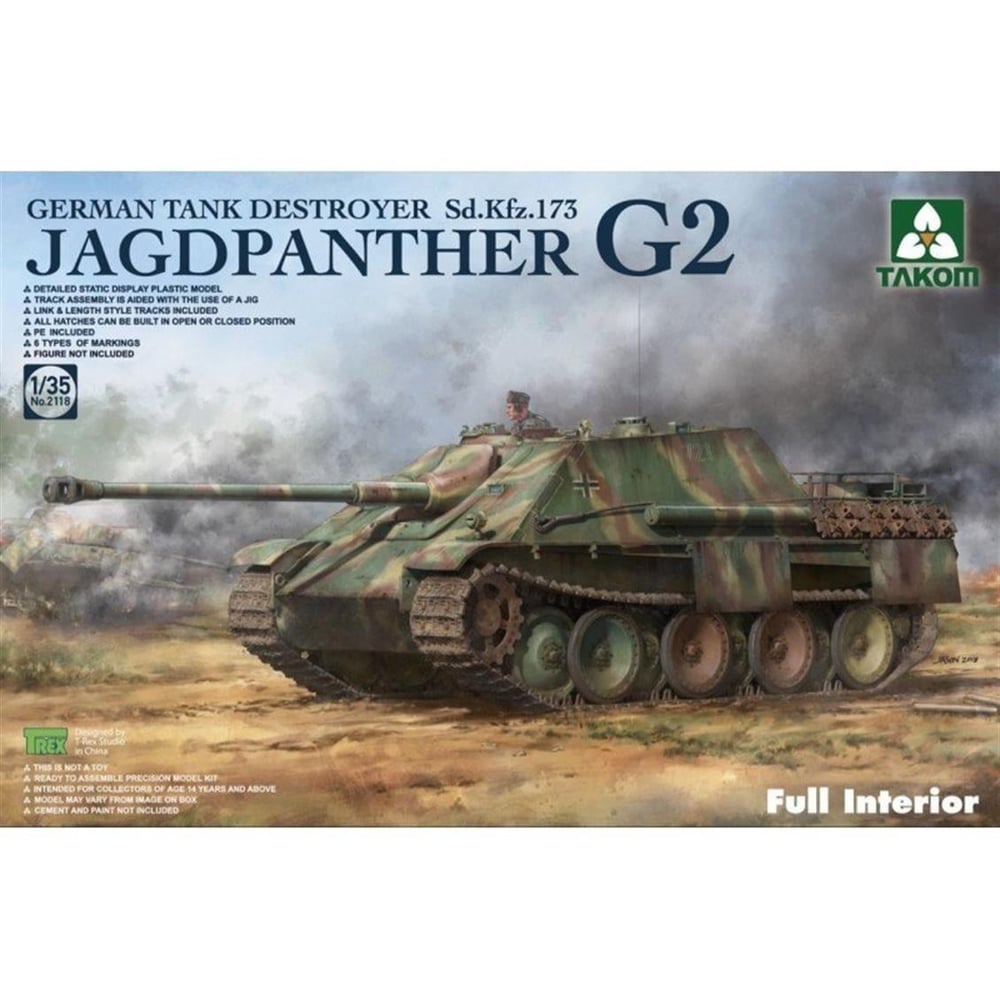 Takom 2118 1/35 Ölçek, Jagdpanther G2 Alman Tank Avcısı, Sd.Kfz.173, Plastik Model kiti