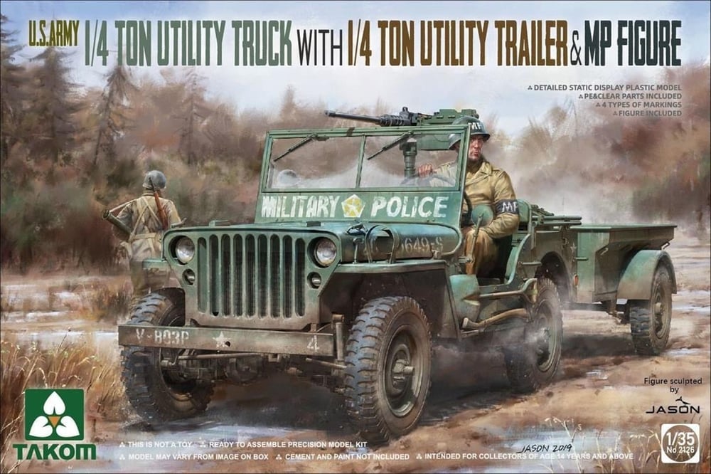 Takom 2126 1/35 Ölçek, Amerikan Kara Kuvvetleri Willys Jeep 1/4 Ton, Plastik Model kiti