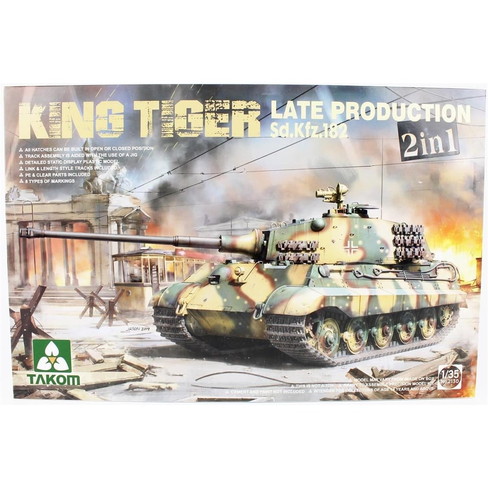 Takom 2130 1/35 Ölçek, Alman Ağır Tankı, Sd.Kfz.182 King Tiger, Late Production (2 in 1), Plastik Model kiti