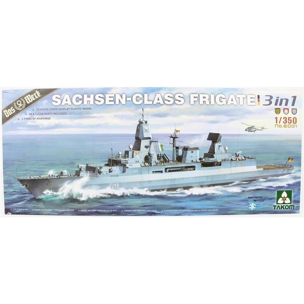 Takom 6001 1/350 Ölçek, Sachsen Sınıfı Fırkateyn (3 in 1), Plastik Model kiti