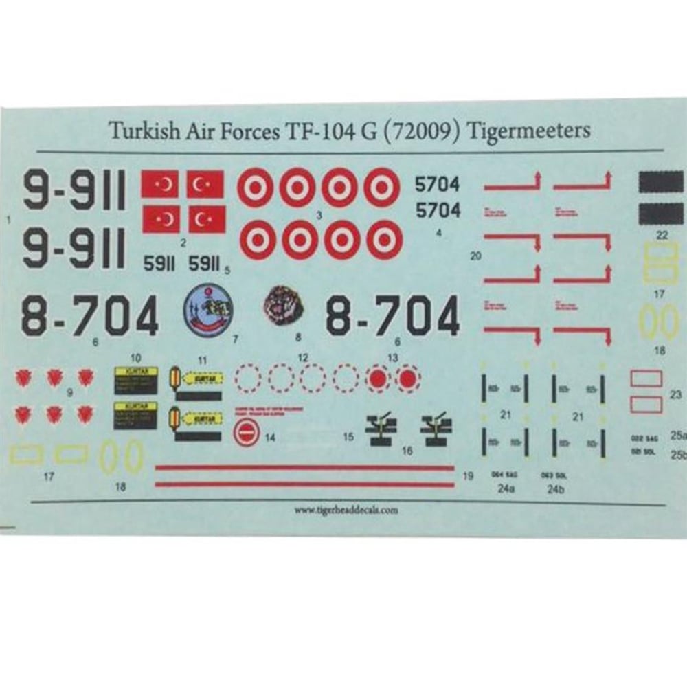 Tiger Head Decals 72009 1/72 Ölçek, Turkish Air Forces TF-104 G Tigermeeter