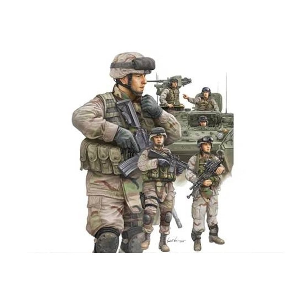 Trumpeter 00424 1/35 Ölçek, Modern ABD Ordusu Zırhlı Araç Mürettebatı ve Piyade Figürleri, Plastik Model Kiti