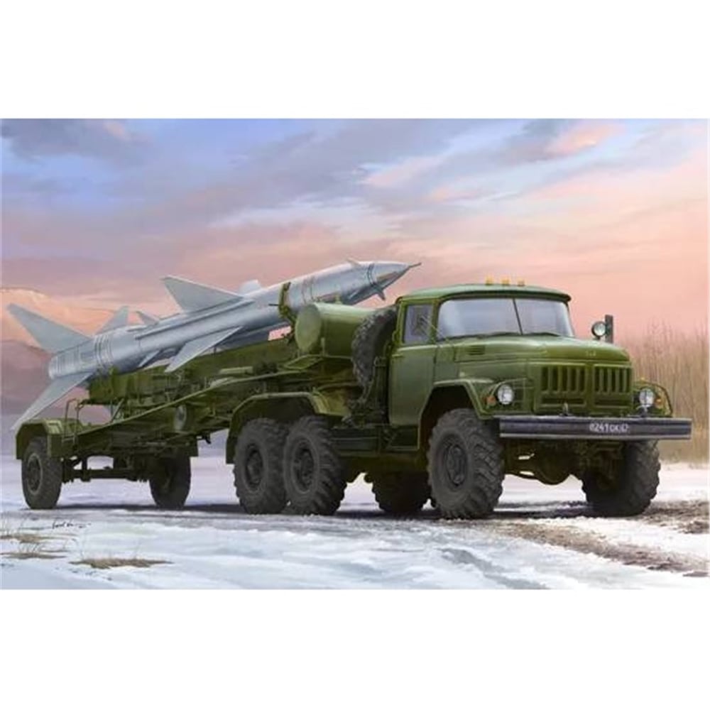 Trumpeter 01033 1/35 Ölçek, Russian Zil-131V towed PR-11 SA-2 Guideline, Çekici Kamyon+Römork+Füze Plastik Model Kiti