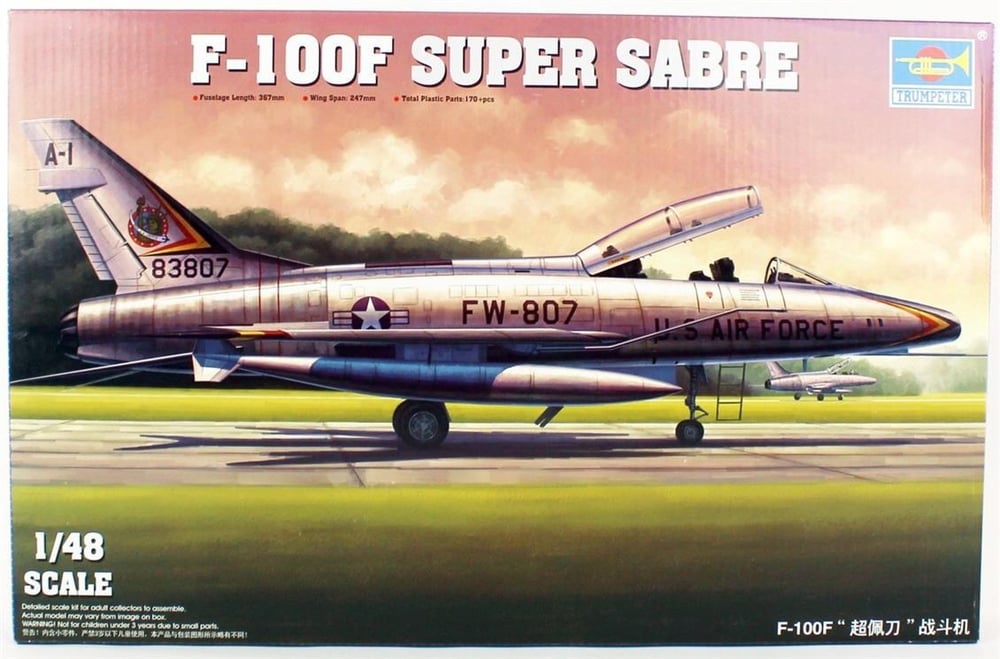 Trumpeter 02840 1/48 Ölçek, F-100F Super Sabre Savaş Uçağı Plastik Model Kiti