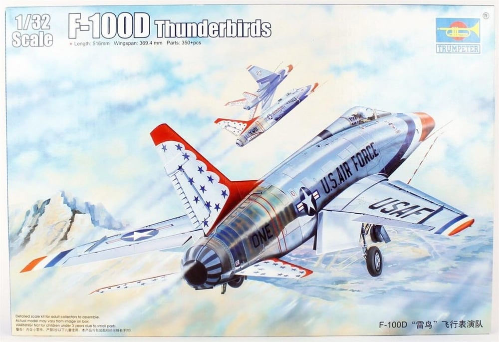 Trumpeter 03222 1/32 Ölçek, F-100D in Thunderbirds livery Savaş Uçağı Plastik Model Kiti