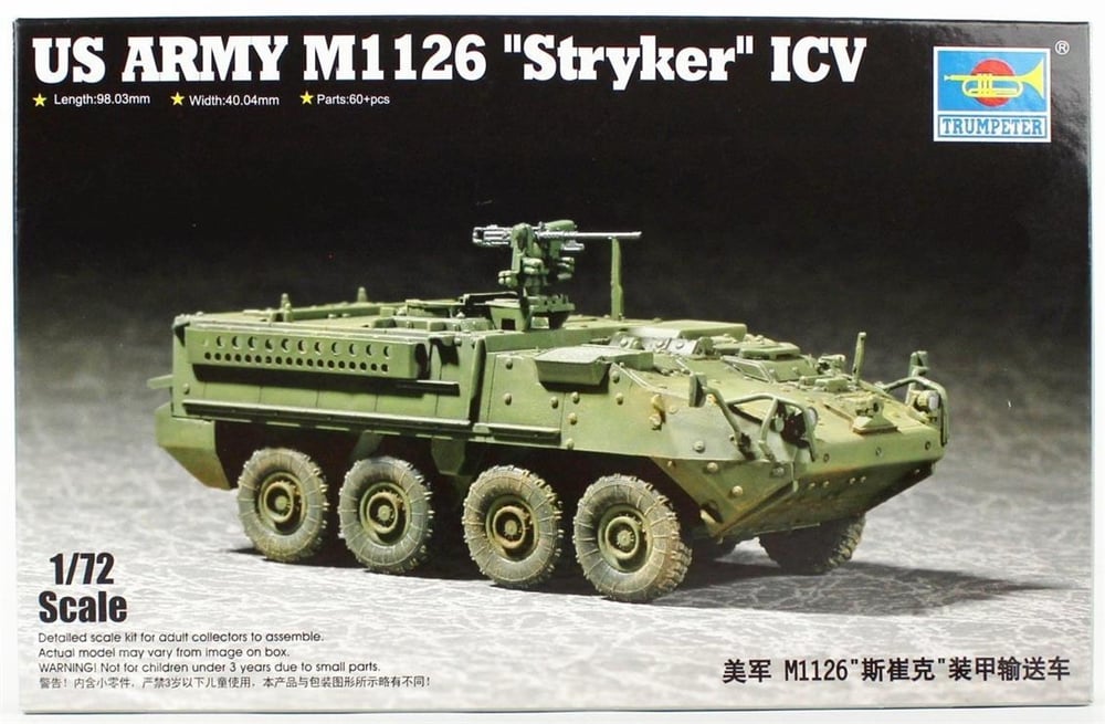 Trumpeter 07255 1/72 Ölçek, Stryker Hafif Zırhlı Araç (ICV) Plastik Model Kiti
