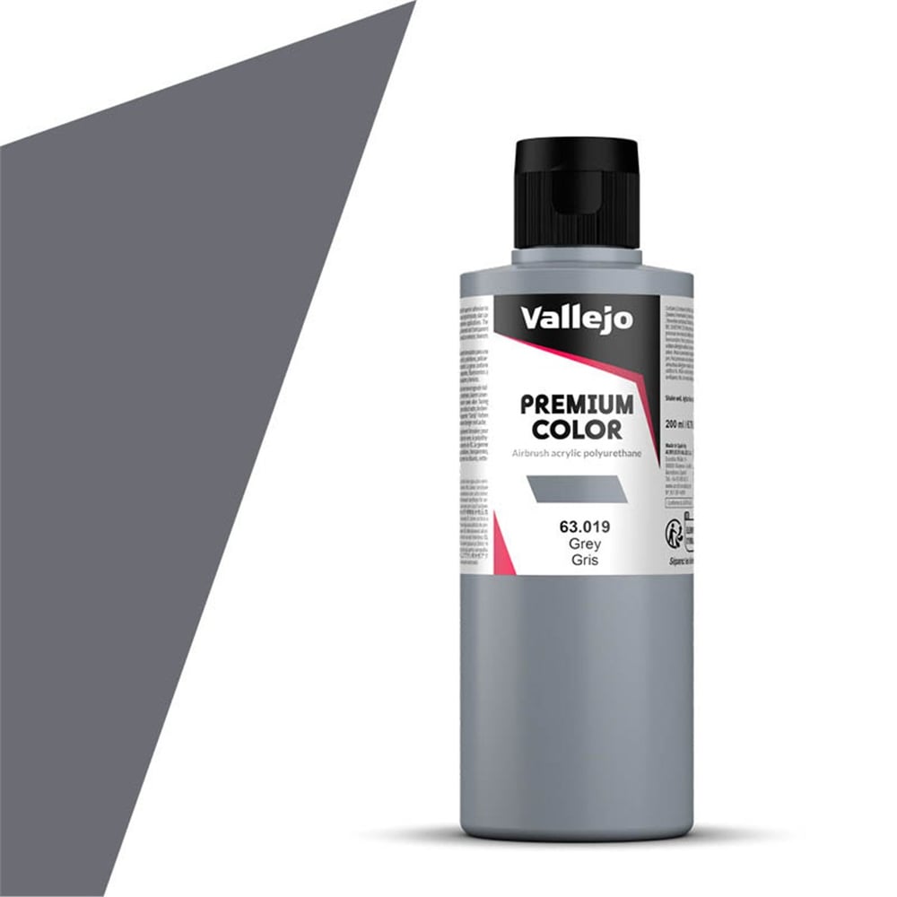 Vallejo 63019 200 ml. Grey, Premium RC Color Serisi Model Boyası