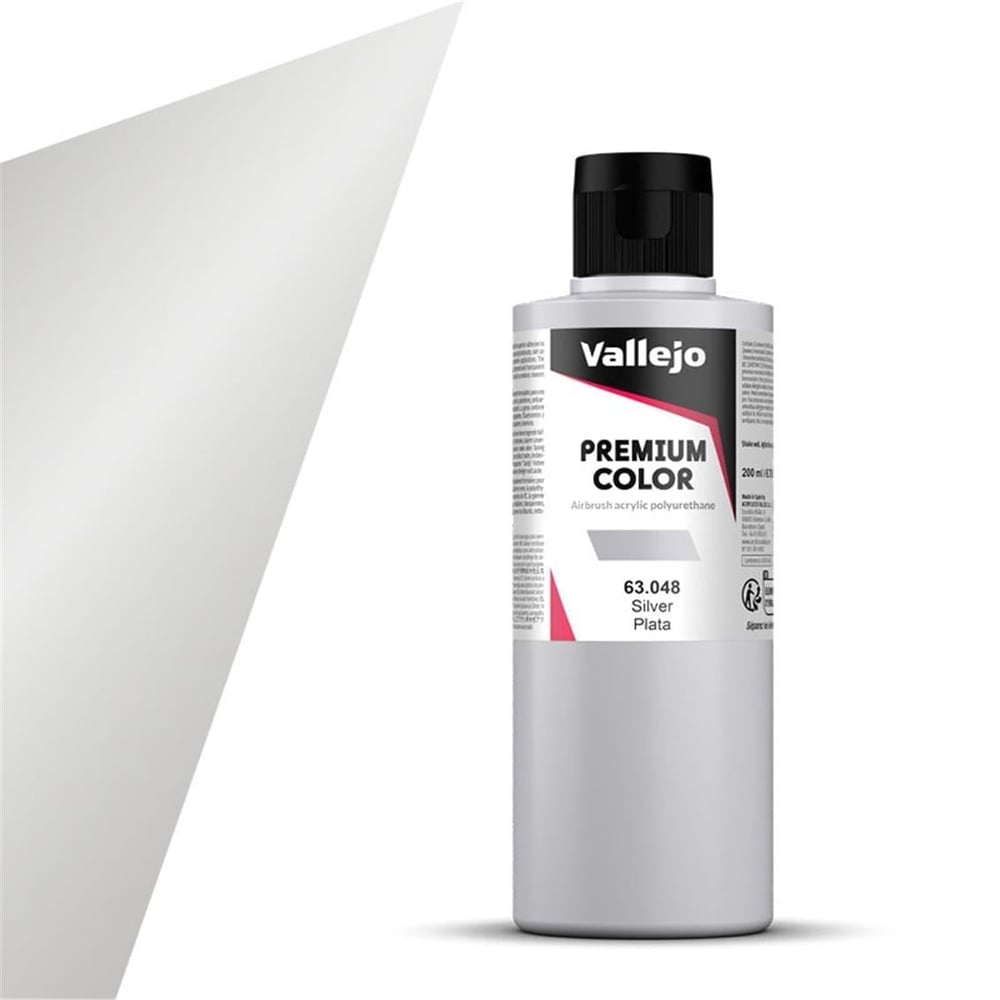 Vallejo 63048 200 ml. Silver, Premium RC Color Serisi Model Boyası