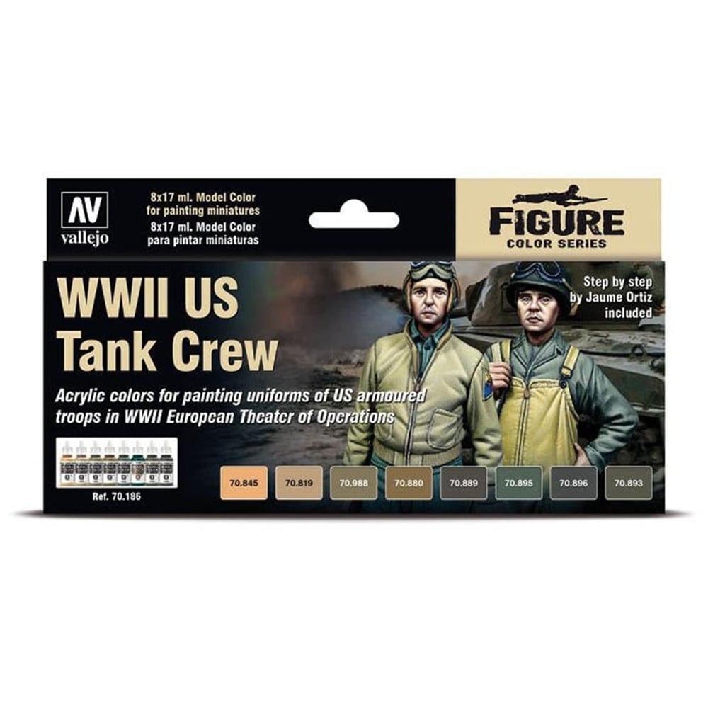 Vallejo 70186 8x18 ml. WWII US Tank Crew, by Jaume Ortiz, Model Color Serisi Model Boyası Seti