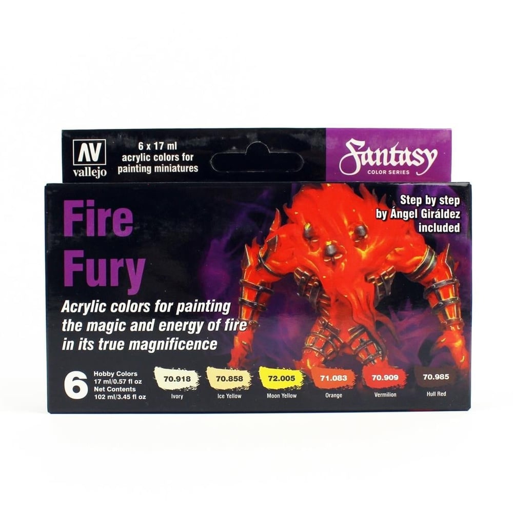 Vallejo 70243 6x18 ml. Fire Fury by Angel Giraldez, Model Color Serisi Model Boyası Seti