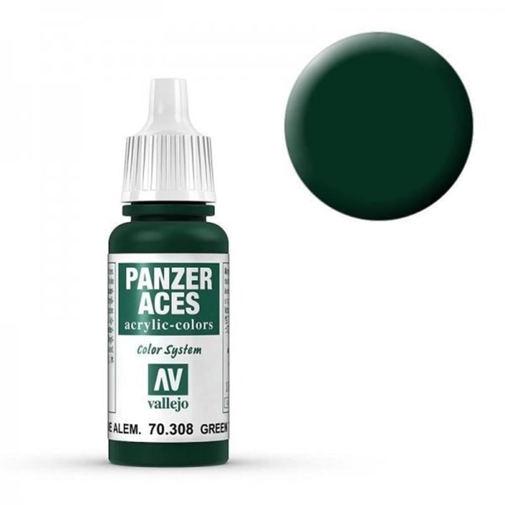 Vallejo 70308 18 ml. Green Tail Light, Panzer Aces Serisi Model Boyası