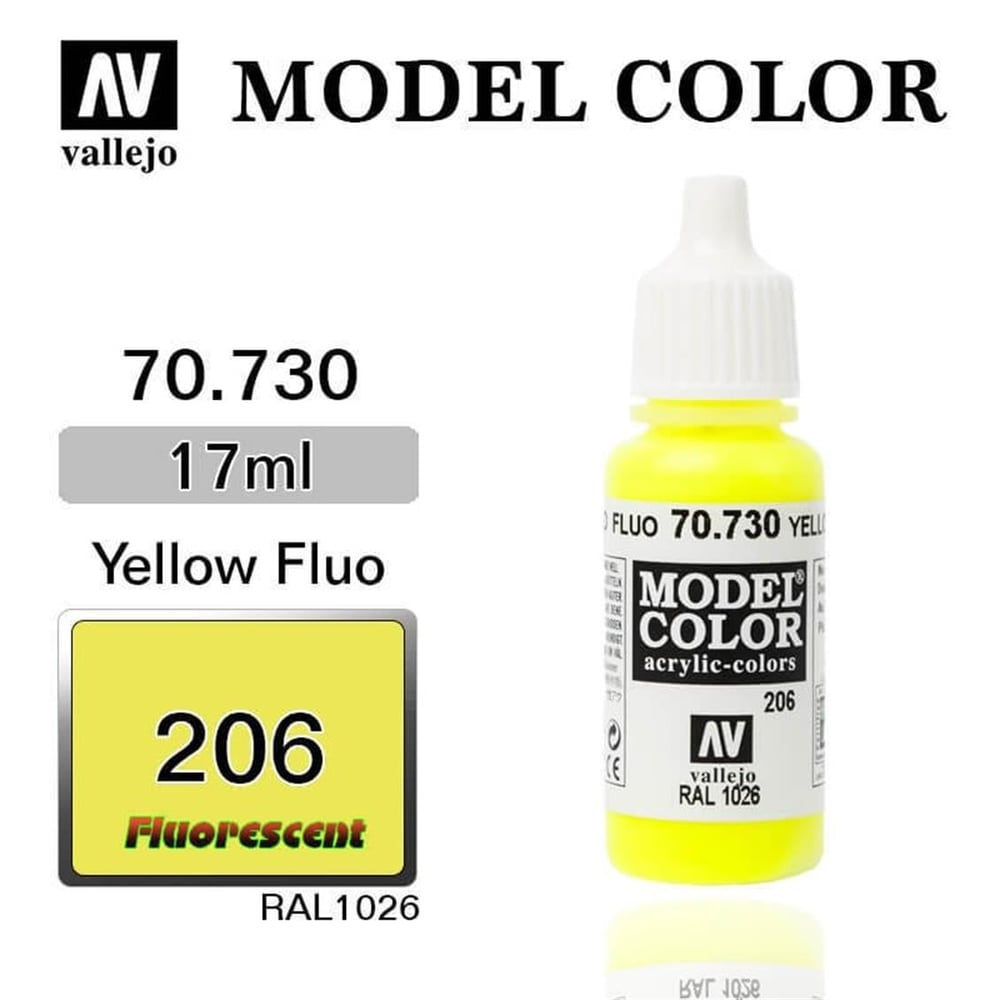 Vallejo 70730 18 ml. (206) Yellow Fluorescent, Model Color Serisi Model Boyası
