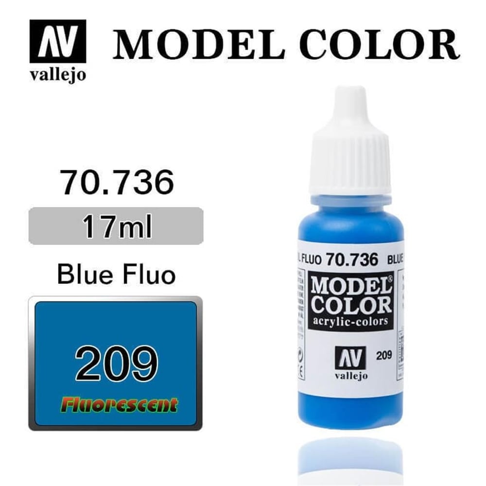 Vallejo 70736 18 ml. (209) Blue Fluorescent, Model Color Serisi Model Boyası