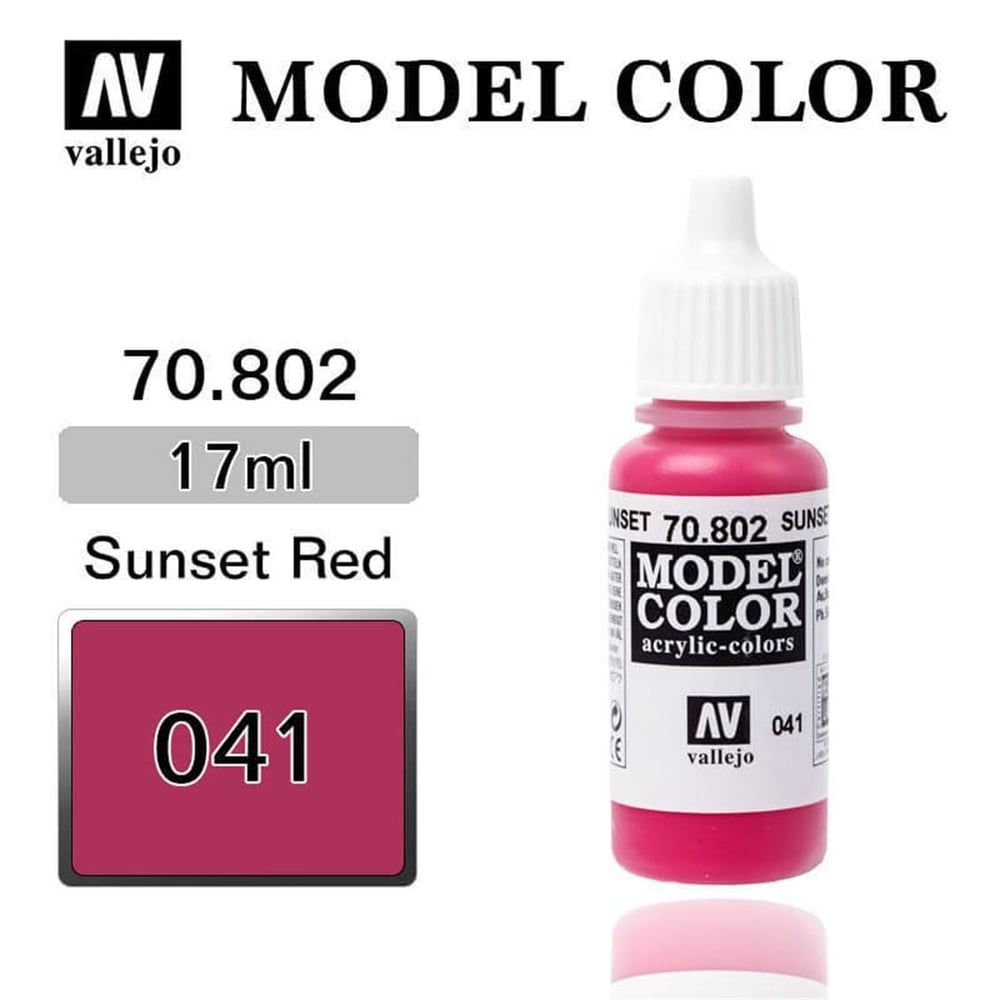 Vallejo 70802 18 ml. (41) Sunset Red-Matt, Model Color Serisi Model Boyası
