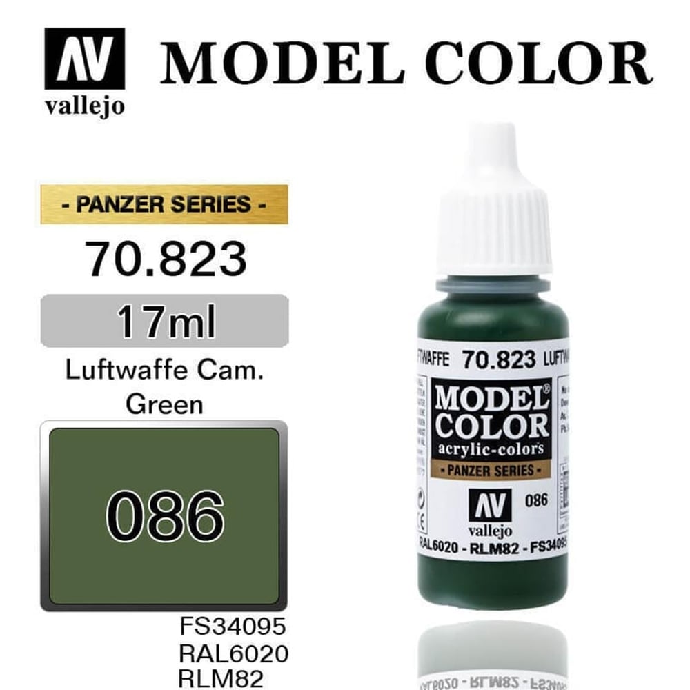 Vallejo 70823 18 ml. (86) Luftwaffe Cam.Green-Matt, Model Color Serisi Model Boyası