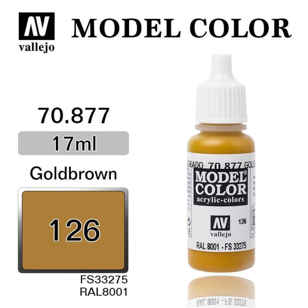Vallejo 70877 18 ml. (126) Gold Brown-Matt, Model Color Serisi Model Boyası