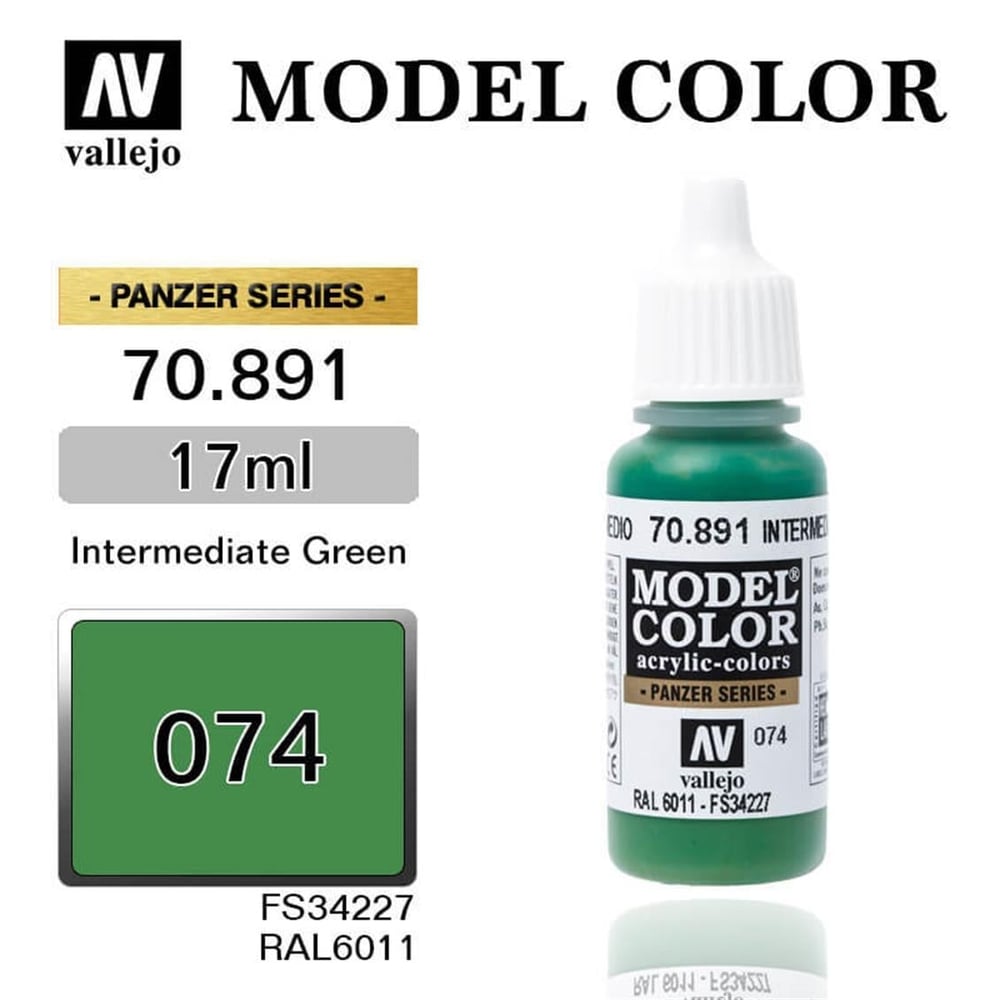 Vallejo 70891 18 ml. (74) Intermediate Green  -Matt, Model Color Serisi Model Boyası
