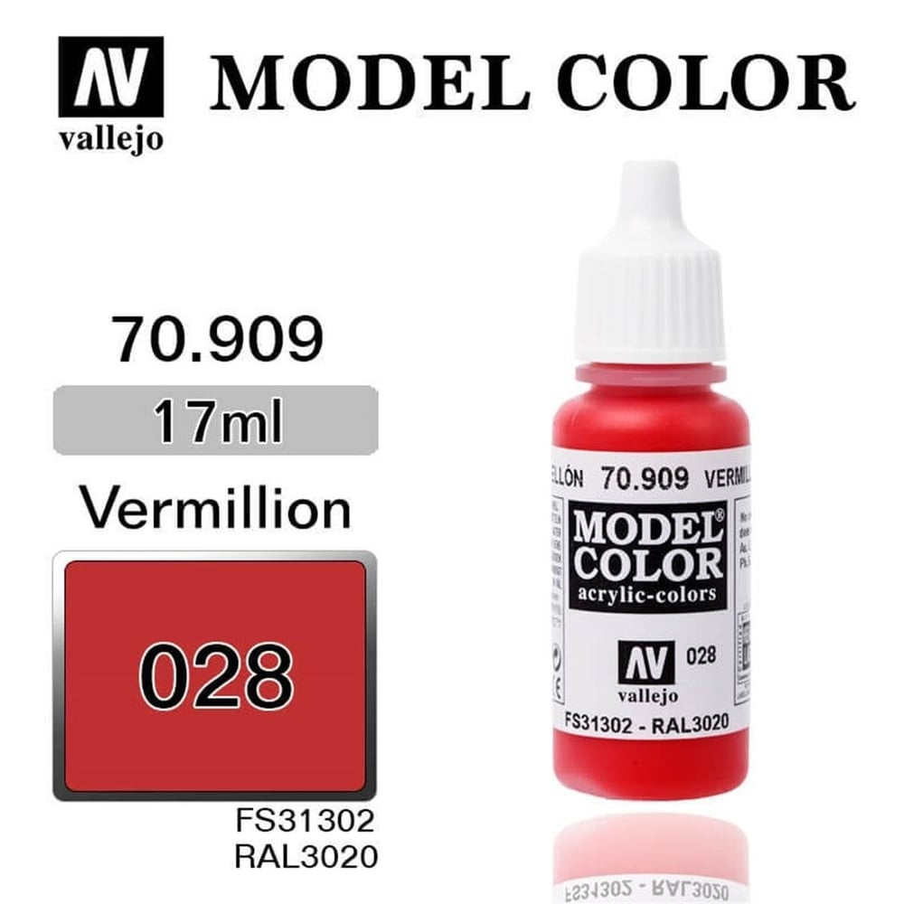 Vallejo 70909 18 ml. (28) Vermillion-Matt, Model Color Serisi Model Boyası