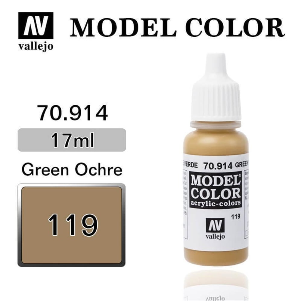 Vallejo 70914 18 ml. (119) Green Ochre-Matt, Model Color Serisi Model Boyası