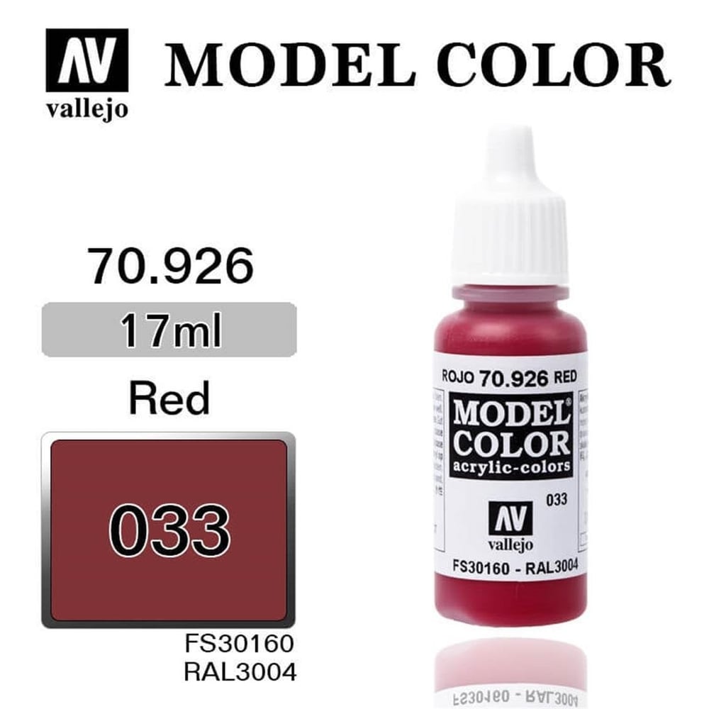 Vallejo 70926 18 ml. (33) Red-Matt, Model Color Serisi Model Boyası