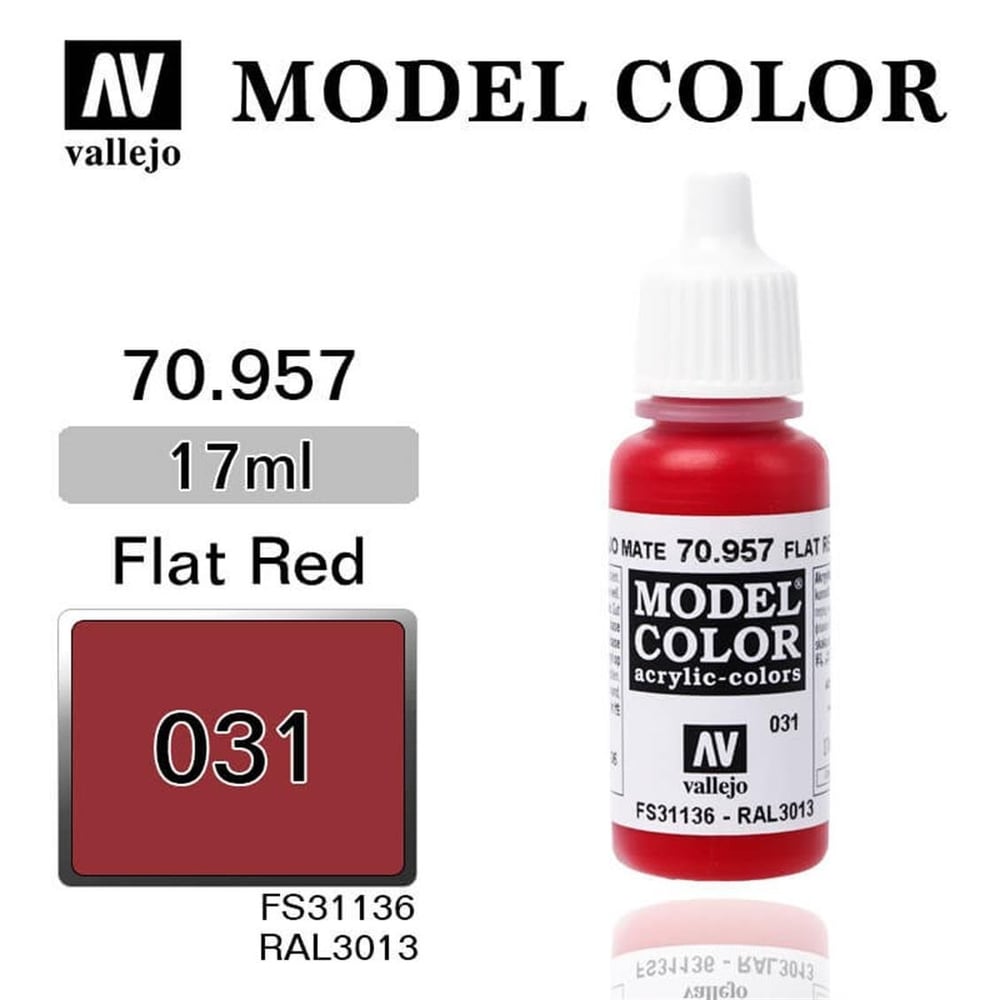 Vallejo 70957 18 ml. (31) Flat Red-Matt, Model Color Serisi Model Boyası