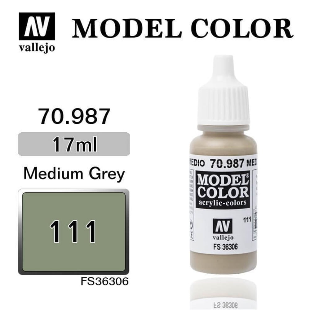 Vallejo 70987 18 ml. (111) Medium Grey-Matt, Model Color Serisi Model Boyası