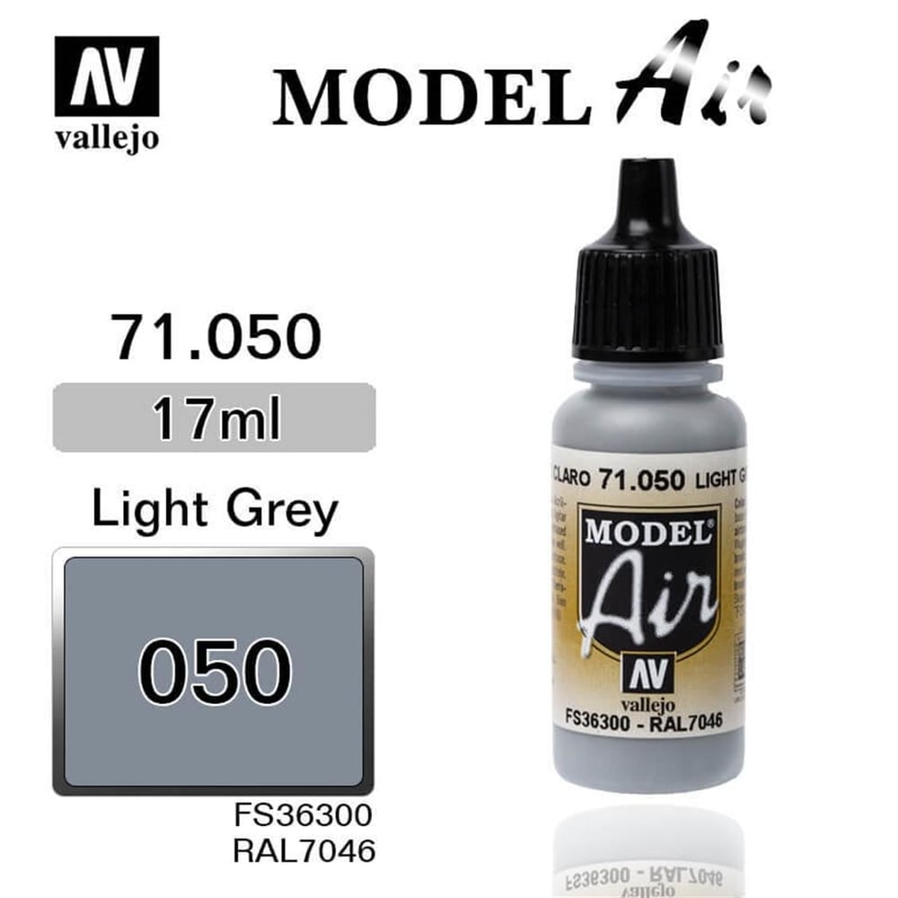 Vallejo 71050 18 ml. Light Grey, Model Air Serisi Model Boyası