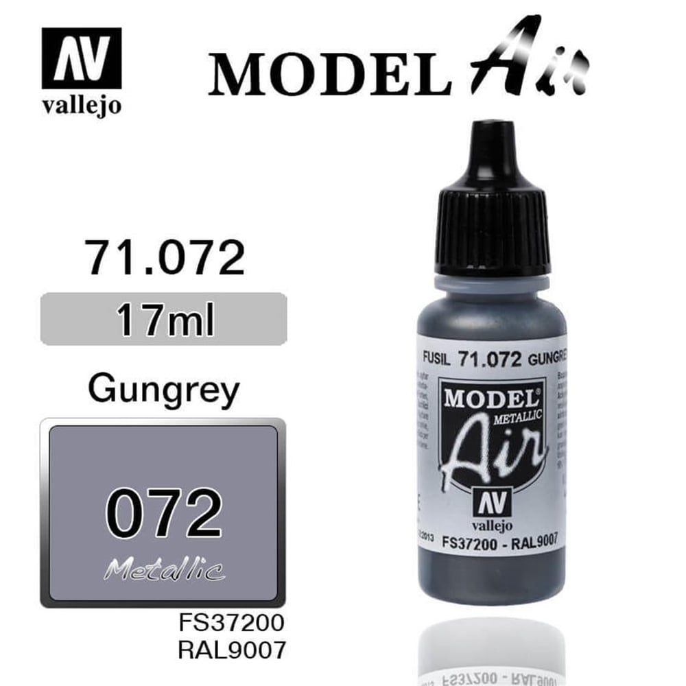 Vallejo 71072 18 ml. Gun Metal, Model Air Serisi Model Boyası