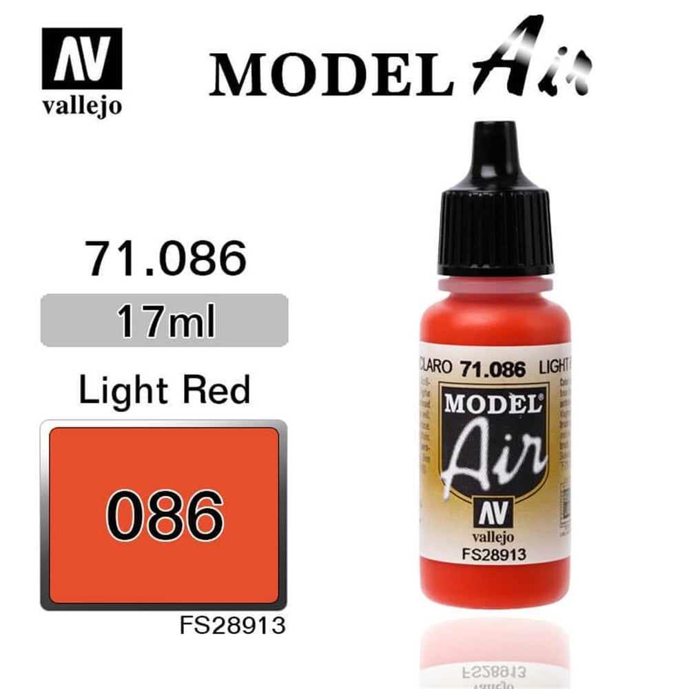 Vallejo 71086 18 ml. Light Red, Model Air Serisi Model Boyası