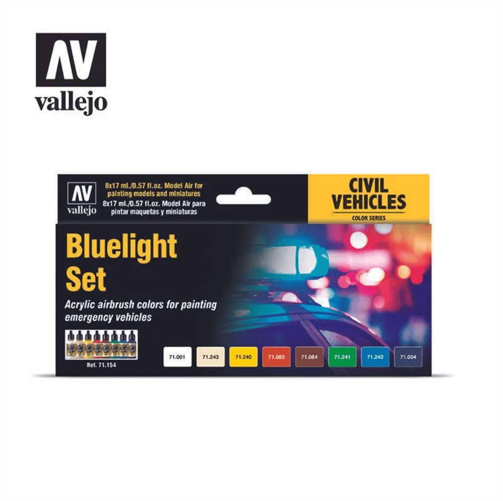 Vallejo 71154 8x18 ml. Bluelight Set, Model Air Serisi Model Boyası Seti
