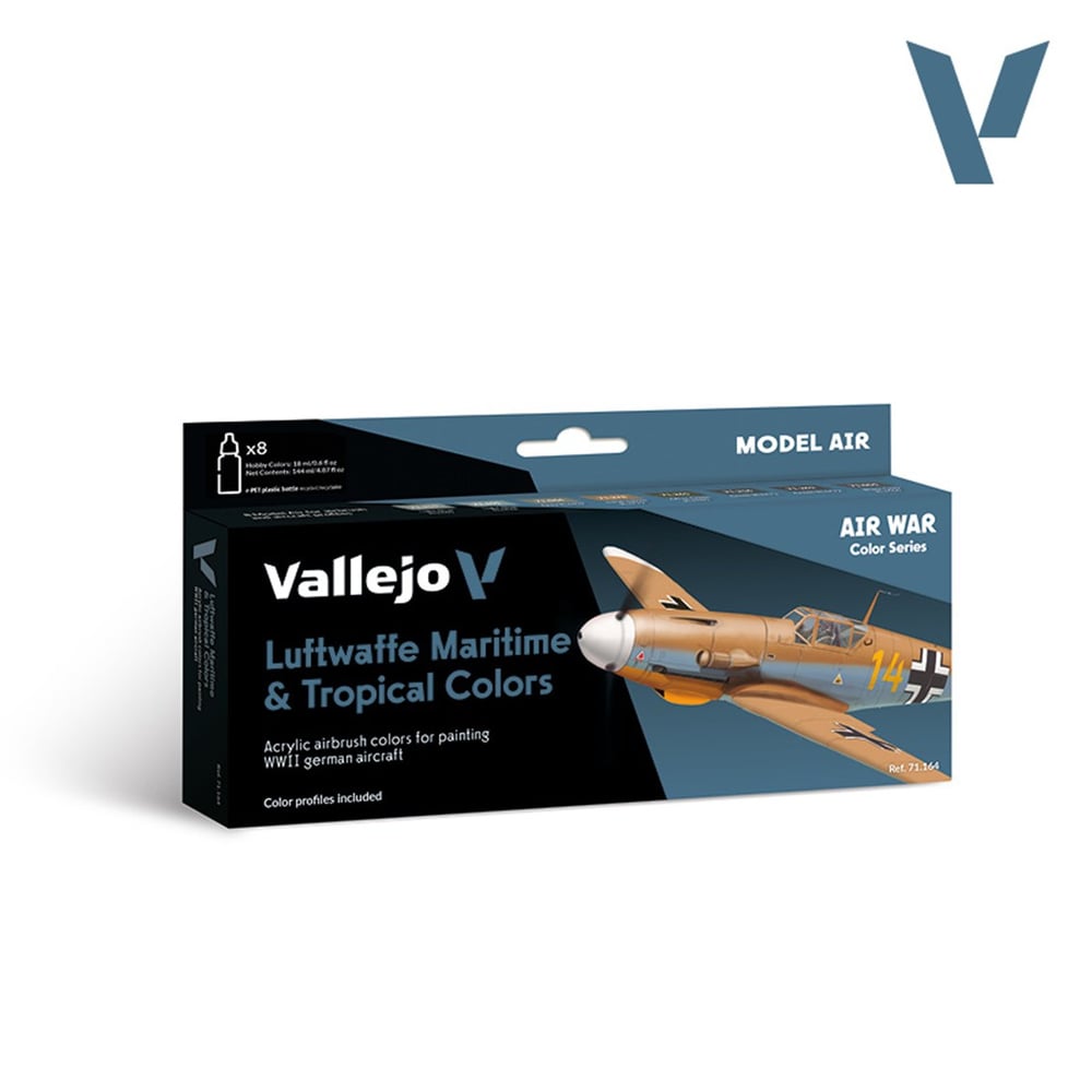 Vallejo 71164 8x18 ml. Luftwaffe Maritime & Tropical colors, Model Air Serisi Model Boyası Seti