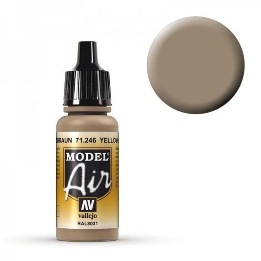 Vallejo 71246 18 ml. Camouflage Sandbrown RAL 8031, Model Air Serisi Model Boyası