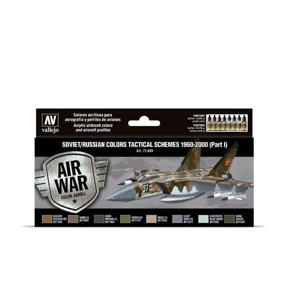 Vallejo 71609 8x18 ml. Soviet/Russian Colors Tactical Schemes 1960-2000 (Part I), Model Air Serisi Model Boyası Seti