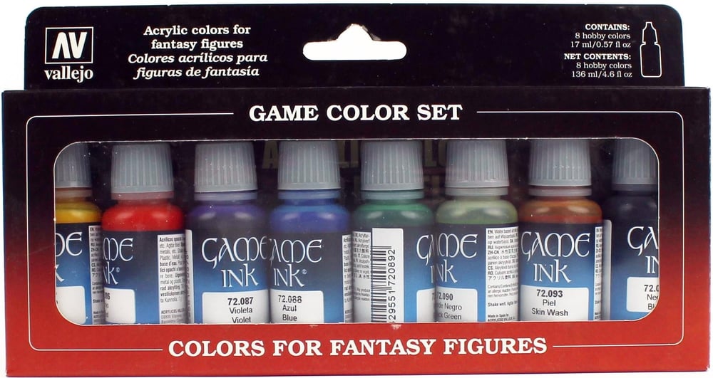 Vallejo 72296 8x18 ml. Game Inks, Game Color Serisi Model Boyası Seti