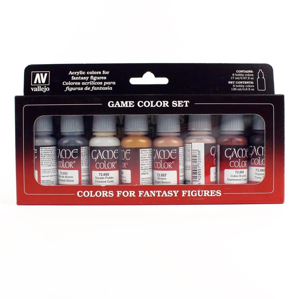 Vallejo 72303 8x18 ml. Metallic Colors, Game Color Serisi Model Boyası Seti