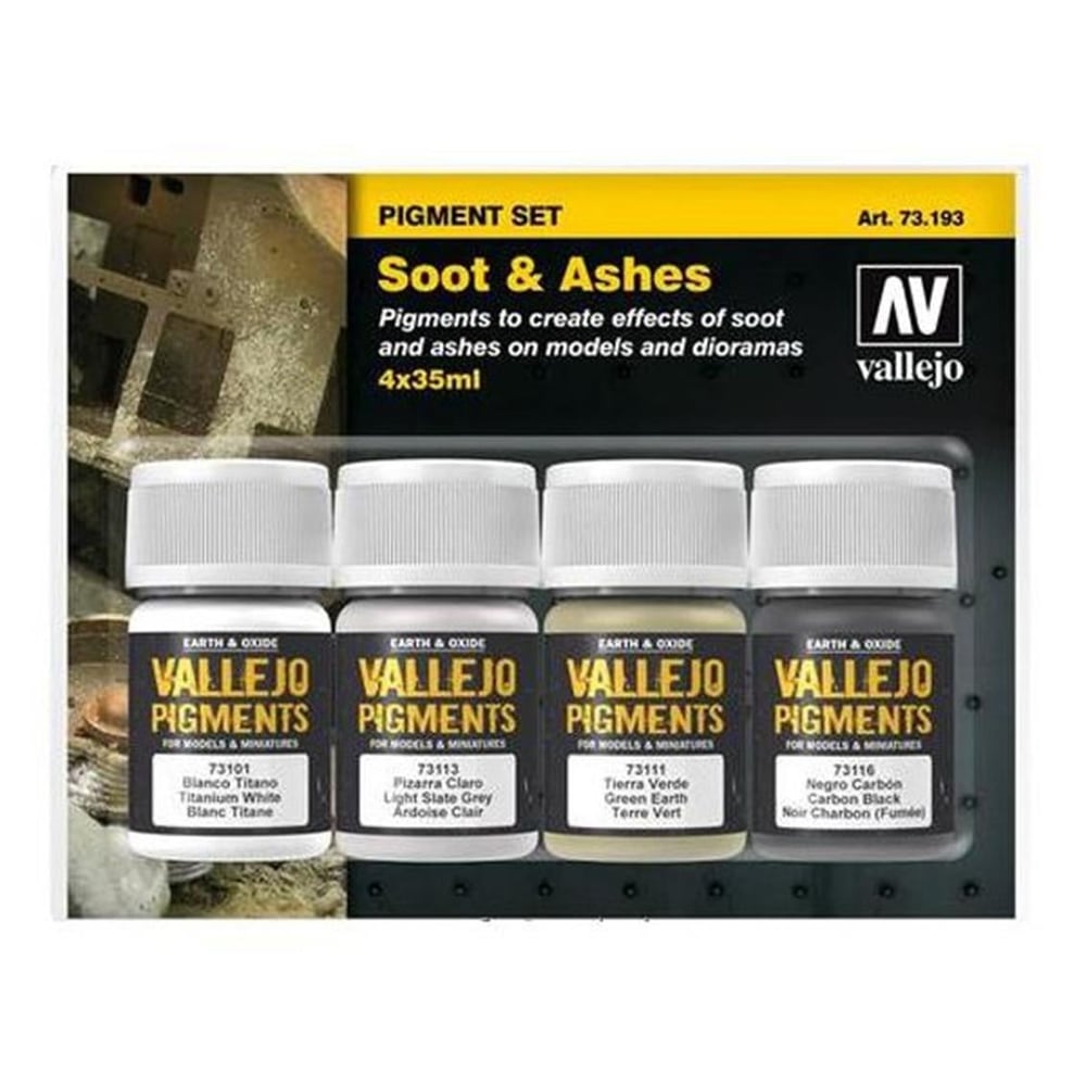 Vallejo 73193 4X35 ml. Soot & Ashes, Model Boyası Diorama Seti