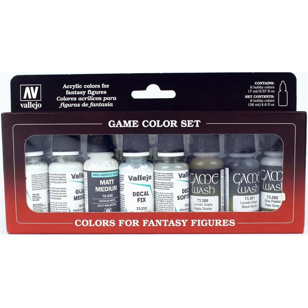 Vallejo 73999 8x18 ml. Auxiliaries Set, Figür Boyası Seti